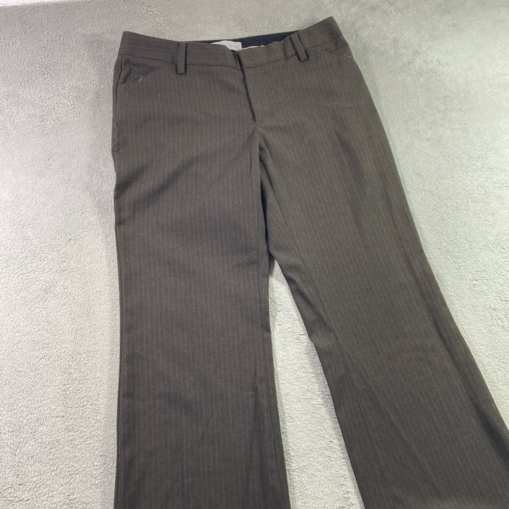 Gap Career Trouser Women Size 2A Stretch Brownish w Small Pin Stripe Leg Flare